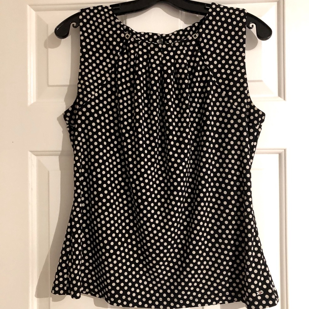 Tommy Hilfiger Polka Dot Sleeveless Top - Black and White - Size M